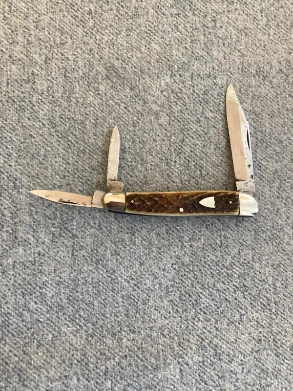 Antique J.A. HENCKELS "TWINS", Stag Handles, SABER-CUT!! Master Blade, True Whittler Pocket Knife