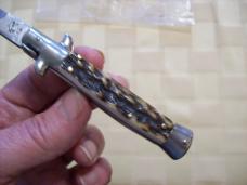 Italian 7 Inch Picklock Dolphin Maniago, Italy Gen. Fat Stag/Antler UNUSED Beauty!