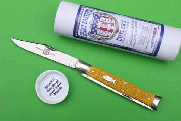 Great Eastern Cutlery 631226SS Fish Knife - Fish School Jigged Yellow Micarta Great Eastern Cutlery 631226SS Fish Knife - Fish School Jigged Yellow Micarta