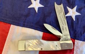 Fightn Rooster Heavy Duty 3 amp 12quot Gunstock Razor w Flashy Mother of Pearl Handles