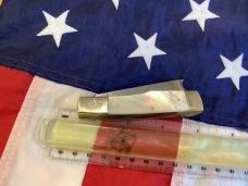Fight'n Rooster (Heavy Duty) 3 & 1/2+" Gunstock Razor w/ Flashy Mother of Pearl Handles