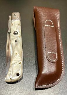 Italian-Style "Roma" 11" Swing-Guard Lockback Knife, Pearlex Scales
