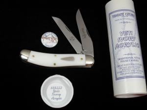 Great Eastern Cutlery GEC Yeti Ivory Acrylic Bayou Trapper Knife 1 of 488 NIT Made in USA 888222