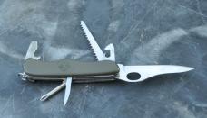 Victorinox SAK For German Bundeswehr 4 1/2" Closed 7 Functions Light Use 1980s Mil Green Handles