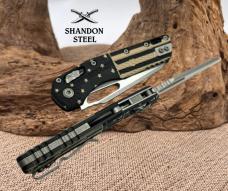 Microtech Knives MSI RAM LOK Black Polymer USA Flag Apocalyptic 210T-10APPMFLAG