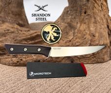 Microtech Boning 6.125" Knife Blackcherry G-10 Handle Stonewash M390MK 3100-10BK