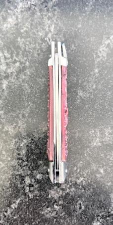 FES Rostfrei Lever Lock Switchblade Knife, Faux Red Stag, Germany, Unused