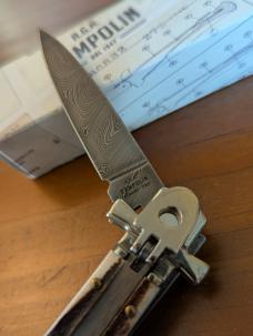 AGA CAMPOLIN DAMASCUS 15CM-6 INCH MINI DOMINUS LEVERLOCK IN ALPINE STAG HORN AUTO NEW IN BOX 