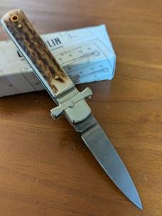 AGA CAMPOLIN DAMASCUS 15CM-6 INCH MINI DOMINUS LEVERLOCK IN ALPINE STAG HORN AUTO NEW IN BOX 