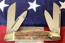 2010 Hen & Rooster -Bertram Cutlery Large "Hillbilly" Congress w/ Nice Stag Handles