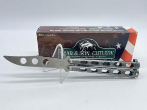 2011 BEAR amp SON USA 114R Silver Vein Balisong Butterfly w OMP Box