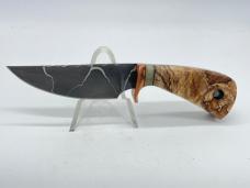 CARY THOMAS Custom Handmade 3 Finger Spalted Maple Utility Knife w/ Sheath