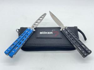 BOKER PLUS 0304 DZ Black G10 Small Butterfly w Trainer IN SHEATH