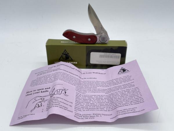 LONE WOLF KNIVES USA LM21800 Burl Wood Paul Presto Folder w/ OMP Box