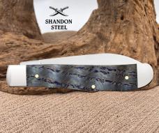 Case xx USA Knives Mini Trapper Blue Curly Oak Wood 47491 Stainless Pocket Knife
