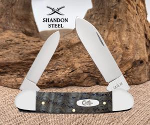 Case XX USA 47496 Canoe Blue Curly Oak Wood Handle 2 Blade Folding Pocket Knife