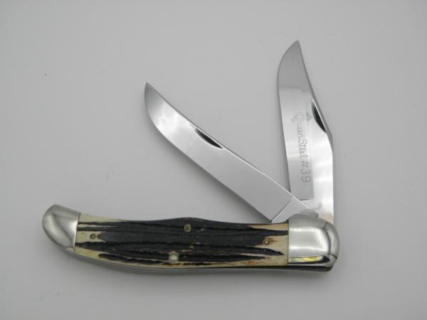 Queen Cutlery Co. #39 Two Blade Folding Hunter in Winterbottom Bone: 5 1/4” closed; 1961 Queen Cutlery Co. #39 Two Blade Folding Hunter in Winterbottom Bone: 5 1/4” closed; 1961