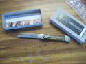 Hubertus Knife Solingen Automatic Just Arrived Yellow Curly Birch Medium Size 10 Clip-Point UNUSED!