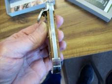 Hubertus Knife Solingen Automatic Just Arrived Yellow Curly Birch Medium Size 10 Clip-Point UNUSED!