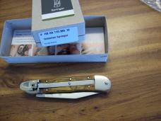 Hubertus Knife Solingen Automatic Just Arrived Yellow Curly Birch Medium Size 10 Clip-Point UNUSED!