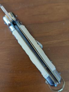 GENUINE IMITATION STAG BARGEON 20CM BOBC SWEDGE BLADE BRASS COINED LINERS, PINS, SAFETY AND BAIL 