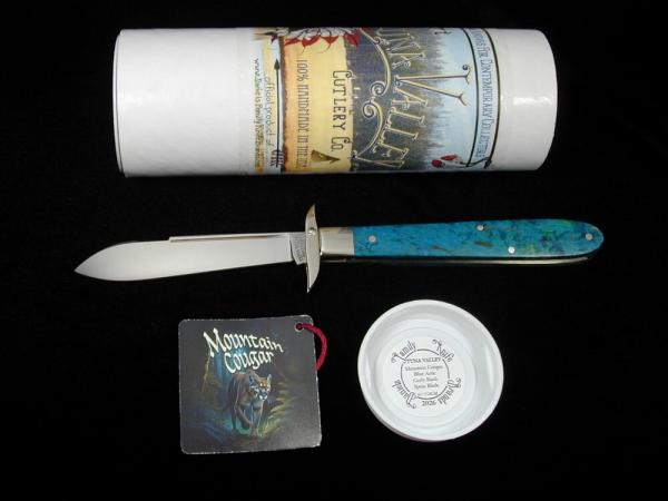 Tuna Valley Cutlery Blue Arctic Curly Birch Mountain Cougar Swing Guard Knife 1 of 11 COA Made USA