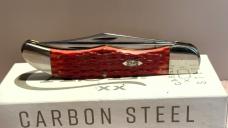 2022 CASEXX DARK RED BONE PEACH SEED JIG FOLDING HUNTER WITH SHEATH IN ORIGANIL BOX