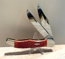 2022 CASEXX DARK RED BONE PEACH SEED JIG FOLDING HUNTER WITH SHEATH IN ORIGANIL BOX
