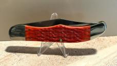 2022 CASEXX DARK RED BONE PEACH SEED JIG FOLDING HUNTER WITH SHEATH IN ORIGANIL BOX