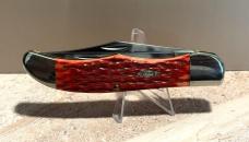 2022 CASEXX DARK RED BONE PEACH SEED JIG FOLDING HUNTER WITH SHEATH IN ORIGANIL BOX