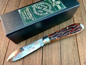 Queen City Cutlery Tear Drop Jack Amber Worm Groove Bone 2001