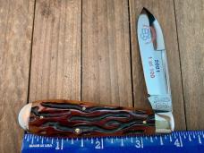 Queen City Cutlery Tear Drop Jack Amber Worm Groove Bone 2001