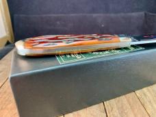 Queen City Cutlery Tear Drop Jack Amber Worm Groove Bone 2001