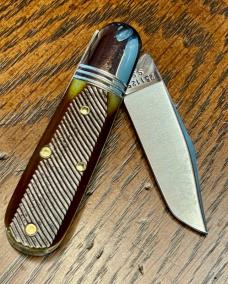 Great Eastern Cutlery #251125SS Watch Pocket Barlow with Clip blade and Antique Yellow Sawcut Bone