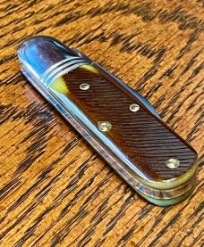 Great Eastern Cutlery #251125SS Watch Pocket Barlow with Clip blade and Antique Yellow Sawcut Bone
