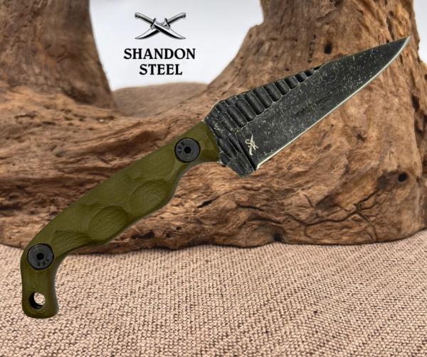 Stroup Knives USA Mini Fixed Knife 3" 1095HC Steel Full Tang Blade OD Green G10 Stroup Knives USA Mini Fixed Knife 3" 1095HC Steel Full Tang Blade OD Green G10