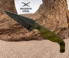 Stroup Knives USA Mini Fixed Knife 3" 1095HC Steel Full Tang Blade OD Green G10