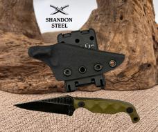 Stroup Knives USA Mini Fixed Knife 3" 1095HC Steel Full Tang Blade OD Green G10