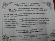 New York Knife Co Red Jigged Bone Barlow Knife By Cooper Cutlery Matteawan M1506-RJB USA Made 