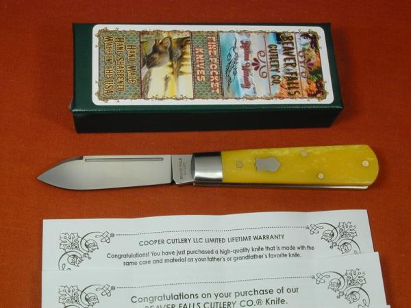 Beaver Falls Cutlery Co Smooth Yellow Camel Bone Jack Knife NIT from Cooper Cutlery Made in USA YSCB