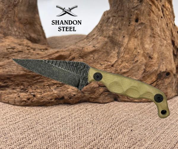 Stroup Knives USA Mini Fixed Knife 3" 1095HC Steel Full Tang Blade Tan G10 Stroup Knives USA Mini Fixed Knife 3" 1095HC Steel Full Tang Blade Tan G10
