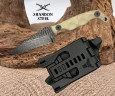 Stroup Knives USA Mini Fixed Knife 3" 1095HC Steel Full Tang Blade Tan G10
