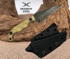 Stroup Knives USA Mini Fixed Knife 3" 1095HC Steel Full Tang Blade Tan G10
