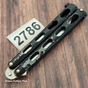 Vintage Bear Mgc Butterfly 438quot Closed Black Aluminum Handles SS Knife Made In USA 