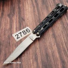 Vintage Bear Mgc Butterfly 4.38" Closed Black Aluminum Handles SS Knife Made In USA 