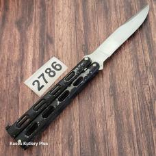 Vintage Bear Mgc Butterfly 4.38" Closed Black Aluminum Handles SS Knife Made In USA 