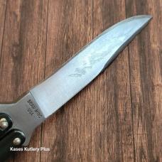 Vintage Bear Mgc Butterfly 4.38" Closed Black Aluminum Handles SS Knife Made In USA 
