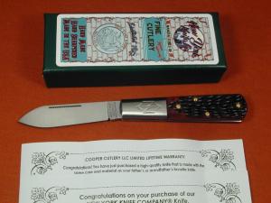 New York Knife Co Red Jigged Bone Barlow Knife By Cooper Cutlery Matteawan M1506-RJB USA Made 
