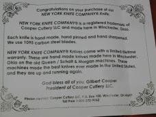 New York Knife Co Red Jigged Bone Barlow Knife By Cooper Cutlery Matteawan M1506-RJB USA Made 