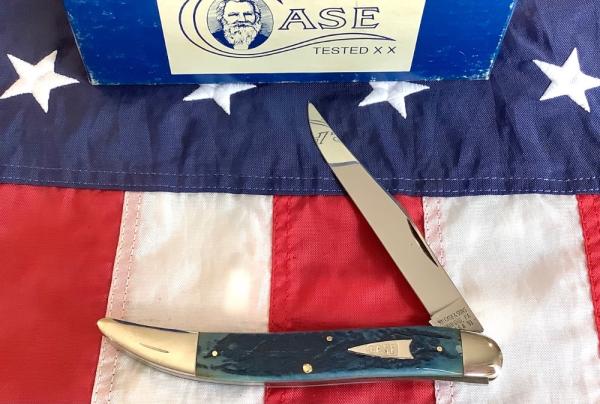 Case xx 1991 Case Classic, One of 95, Large Toothpick (Mdl# 61098 SAB) w/ Greta Blue Bone Handles Case xx 1991 Case Classic, One of 95, Large Toothpick (Mdl# 61098 SAB) w/ Greta Blue Bone Handles